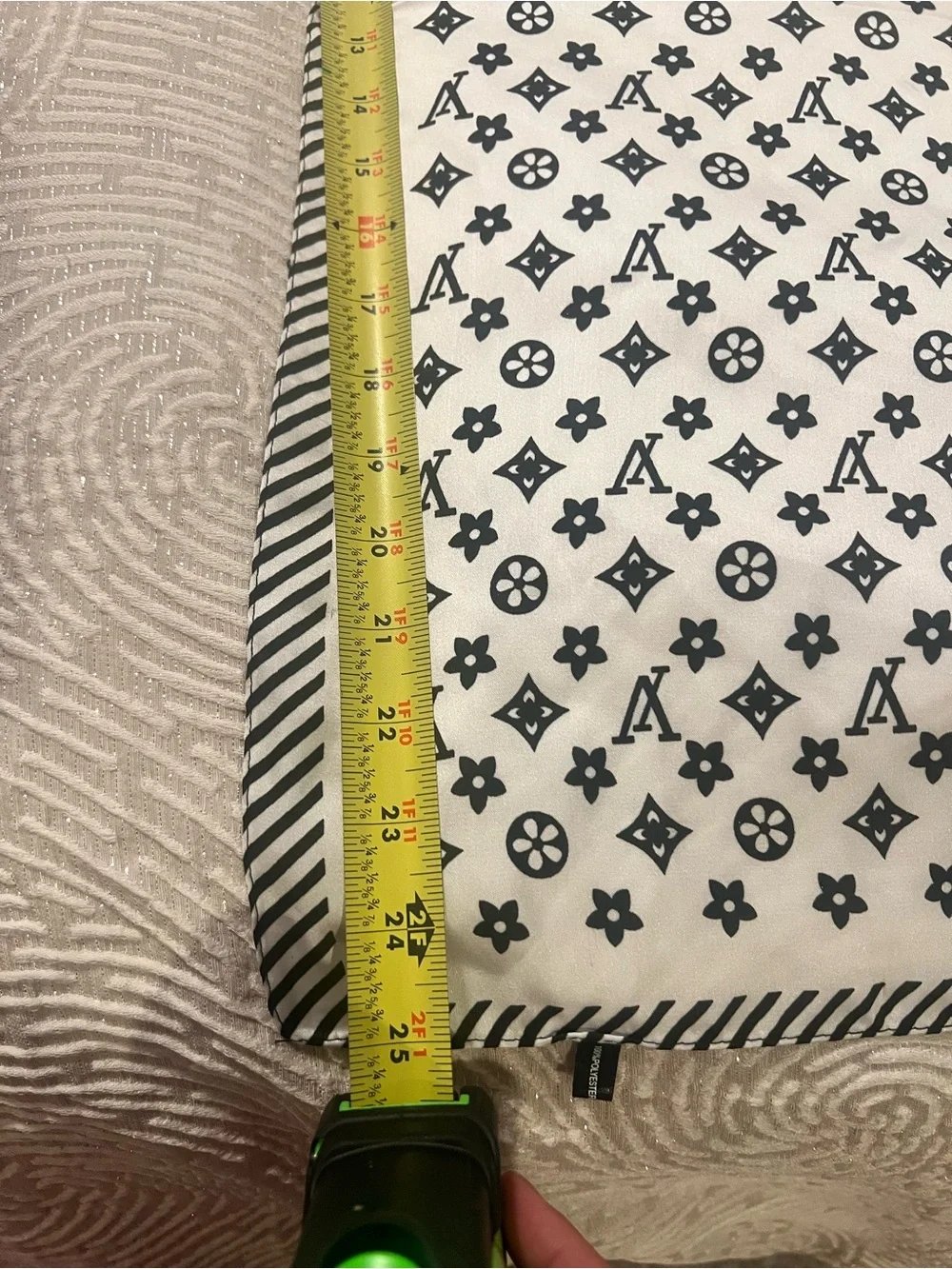 Designer-Inspired Black & White Monogram Scarf